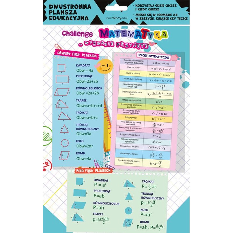 Dwustronna ściąga matematyka A4 Henry 1 sztuka