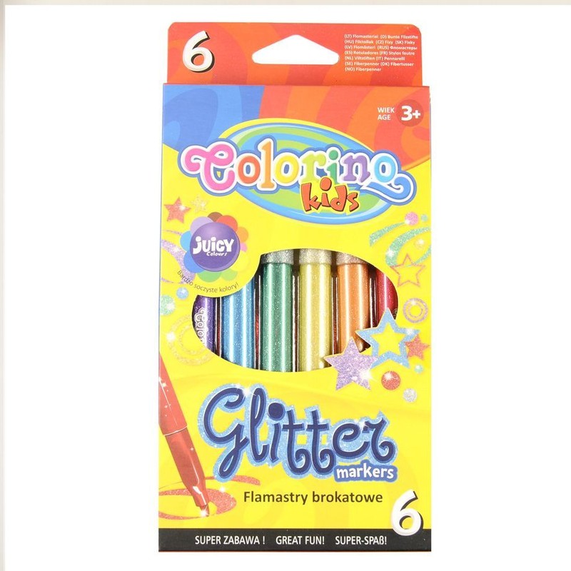Flamastry brokatowe 6 kolorów Colorino Kids 6 sztuk