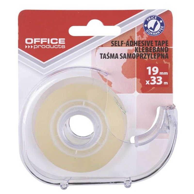 Taśma samoprzylepna 19 mm x 33 m przezroczysta dyspenser Office Products 1 sztuka