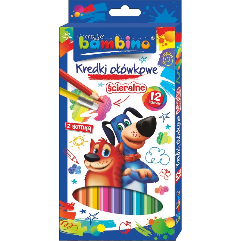 Kredki ścieralne 12 kolorów BAMBINO 12 sztuk