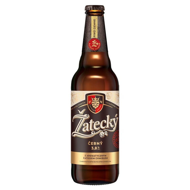 Piwo ciemne pasteryzowane Cerny alk. 3,8 % obj.  Zatecky 500 ml