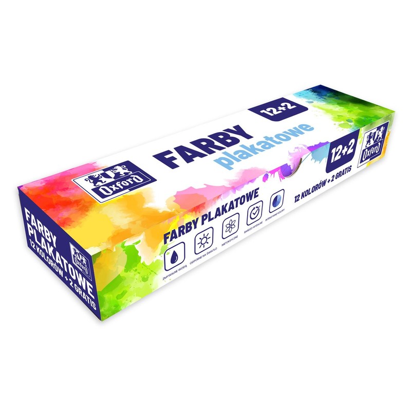 Farby plakatowe 12+2 kolorowy 20ml Oxford Zestaw