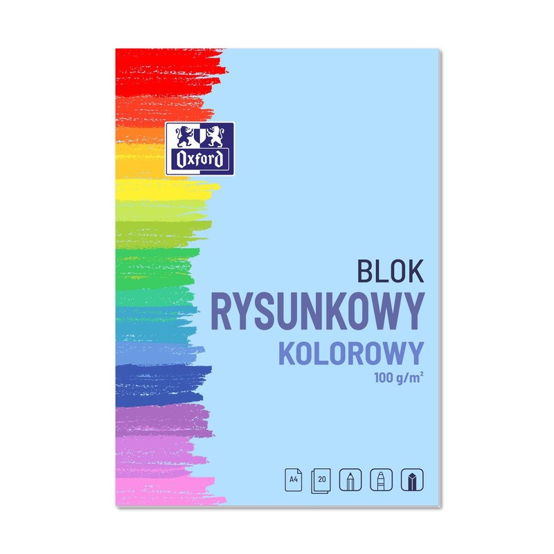Blok rysunkowy A4 10k 100g kolorowy Oxford 1 sztuka