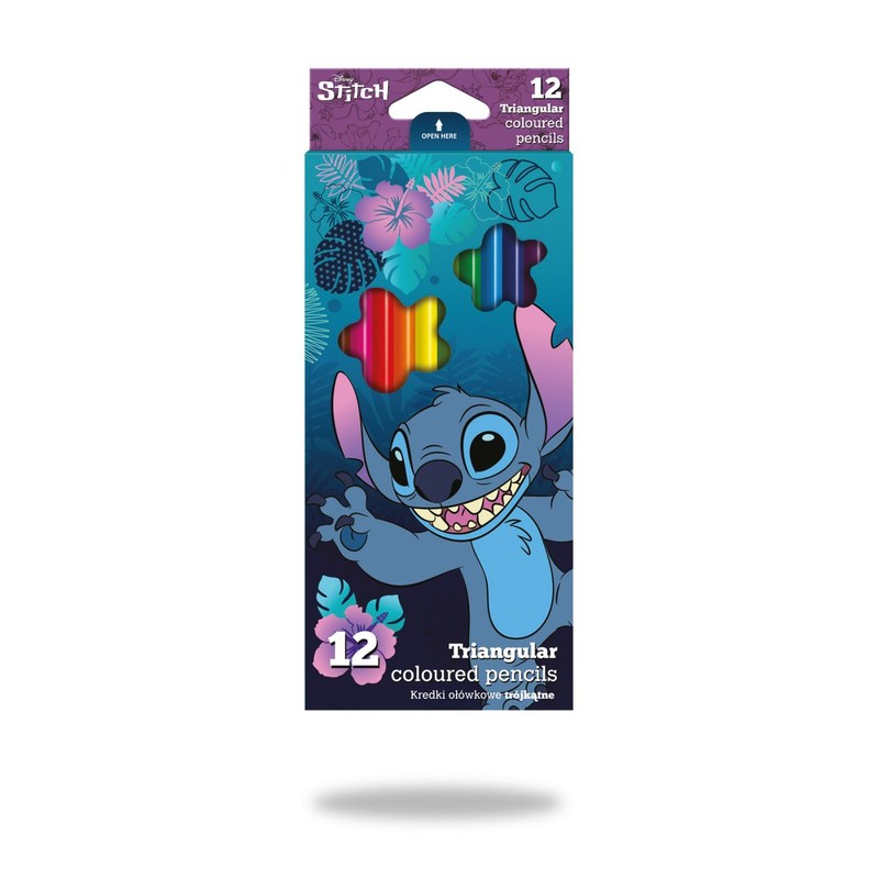Kredki ołówkowe trójkątne 12 kolorów  Stitch 12 sztuk