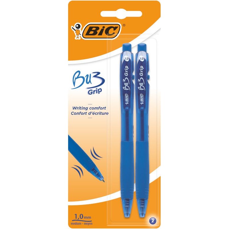 Długopis niebieski Bu3 Grip BIC 2 sztuki
