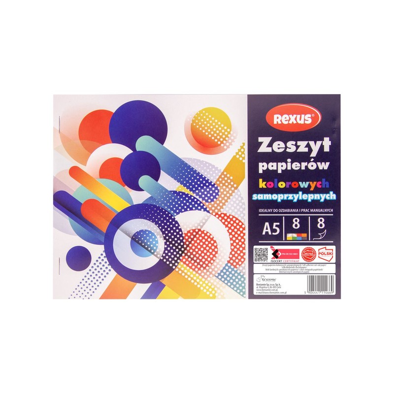 Zeszyt papierów kolorowych samoprzylepnych A5 8k TEXUS 1 sztuka