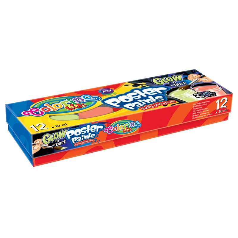 Farby plakatowe 20 ml 12 kolorów "Glow" Colorino Kids Zestaw
