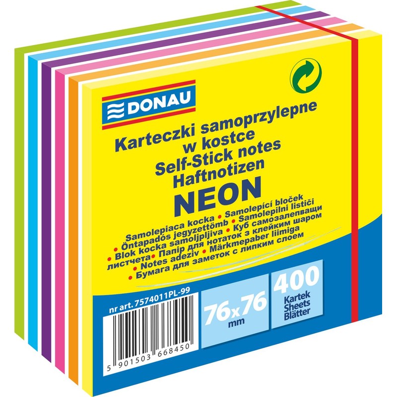 Kostka samoprzylepna 76x76mm mix kolorów Donau 1 sztuka
