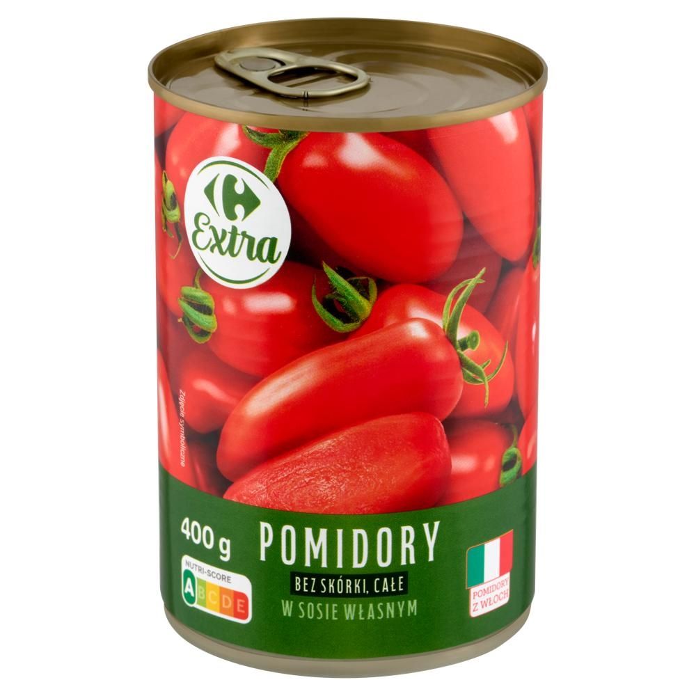 Carrefour Extra Pomidory bez skórki całe w sosie własnym 400 g