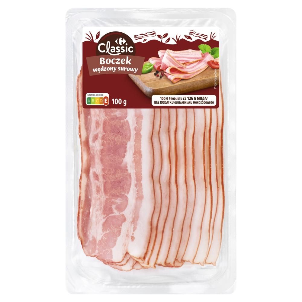 Carrefour Classic Boczek wędzony surowy 100 g