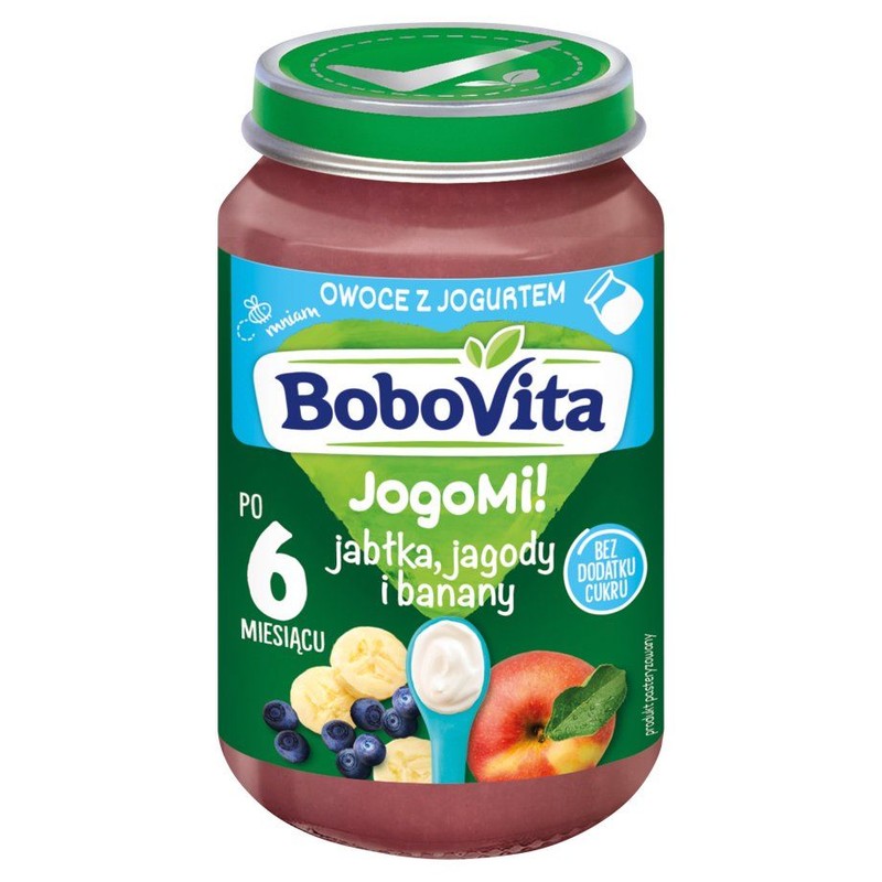 JogoMi! jabłka, jagody i banany po 6 miesiącu Bobovita 190 g