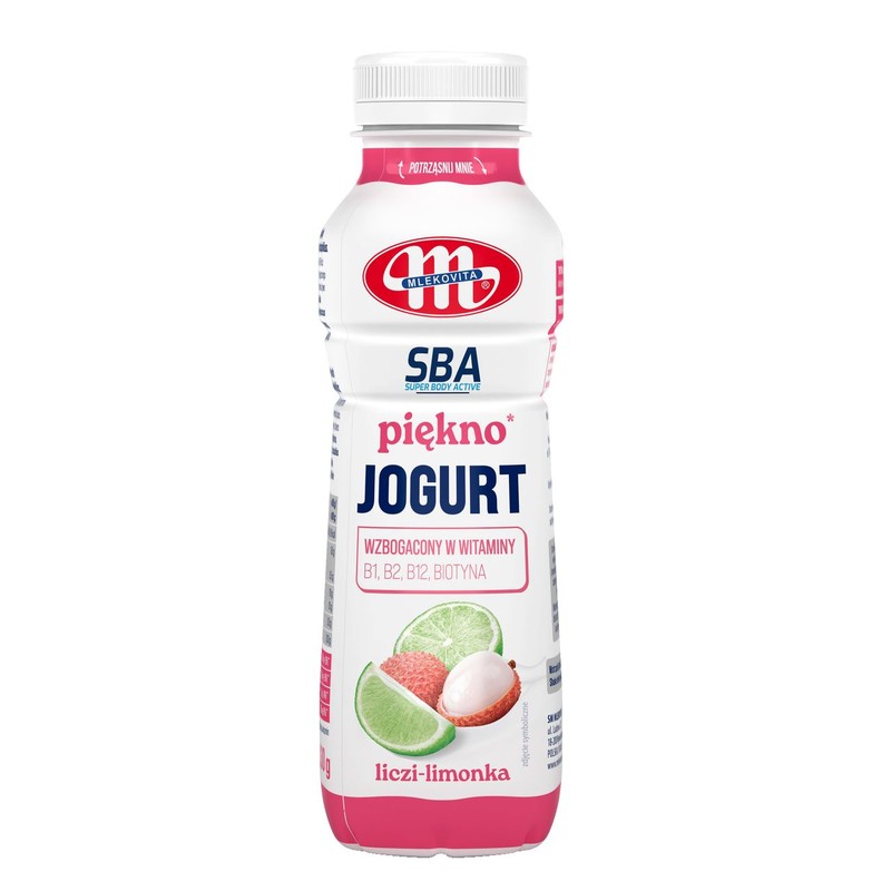 Jogurt pitny Piękno liczi-limonka   Mlekovita 330 g