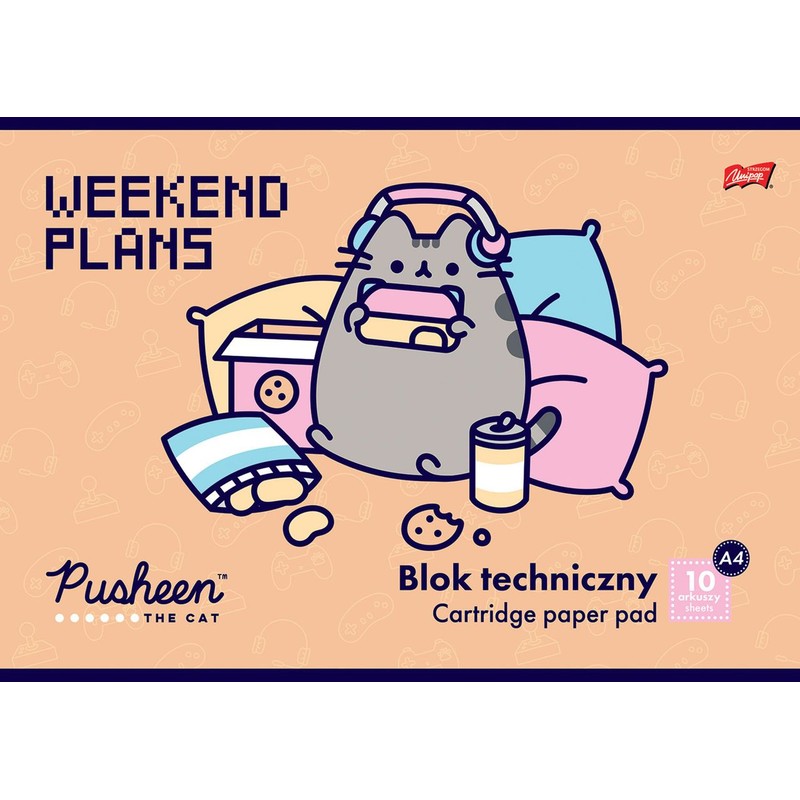 Blok techniczny A4, 10 kartek  Pusheen 1 sztuka