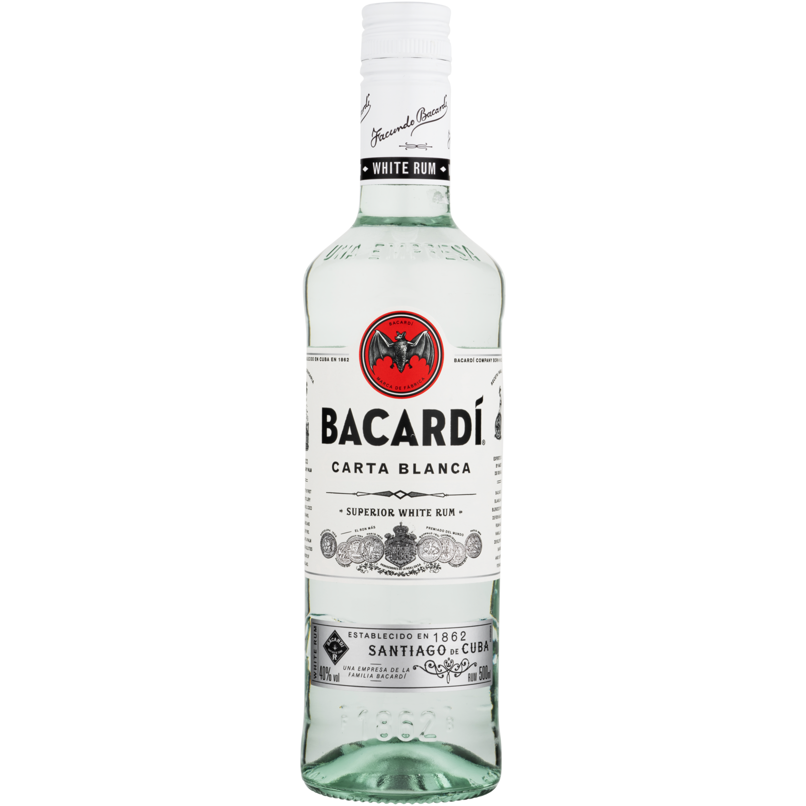 Rum Bacardi Carta Blanca 37,5% 500 Ml