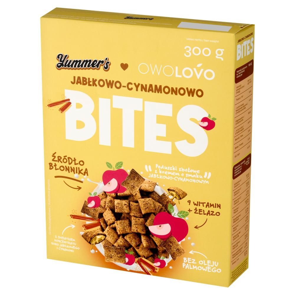 Yummer's Owolovo Jabłkowo-cynamonowo Poduszki zbożowe z kremem o smaku jabłkowo-cynamonowym 300 g