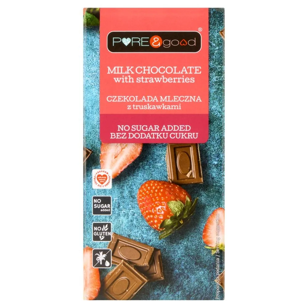 Pure & Good Czekolada mleczna z truskawkami 75 g