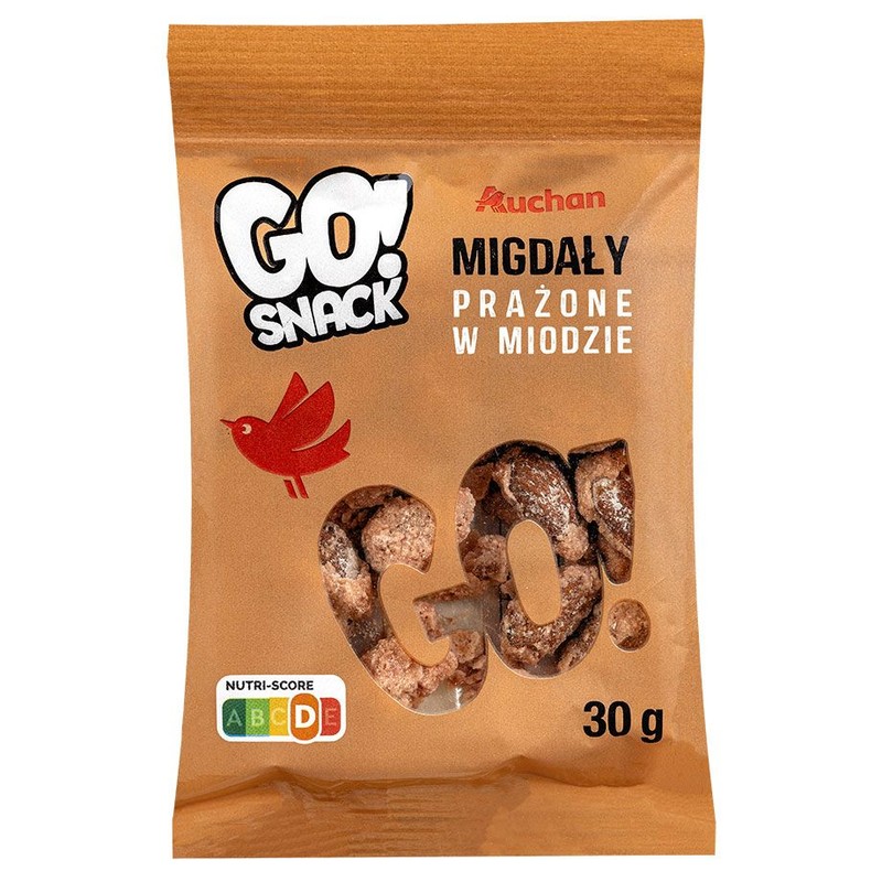 Go Snack migdały prażone w miodzie Auchan 30 g