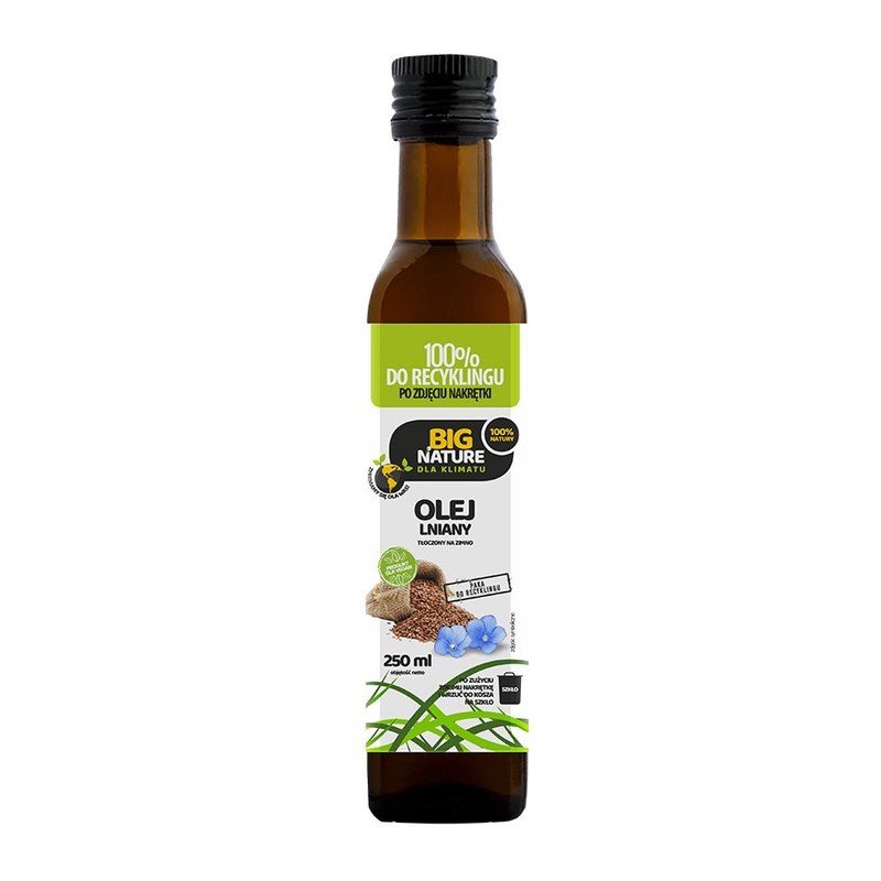 BIO Olej lniany tłoczony na zimno Big Nature 250 ml