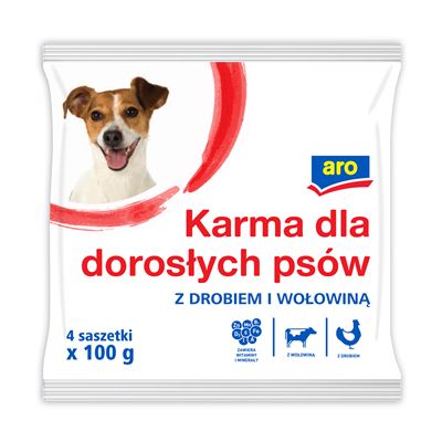 aro Karma dla dorosłych psów z drobiem i wołowiną 400 g