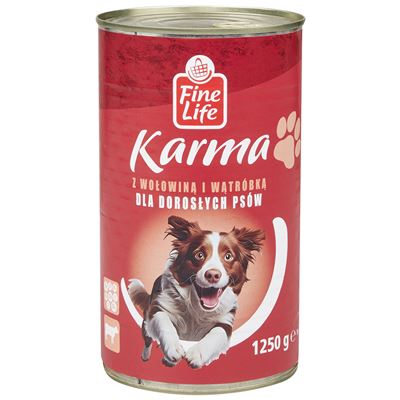 Fine Life Karma z wołowiną i wątróbką dla dorosłych psów 1,25kg