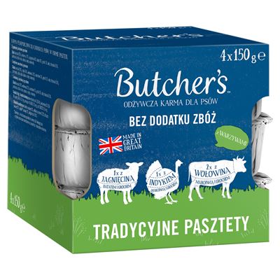 Butcher's Tradycyjne pasztety Odżywcza karma dla psów mix smaków (4 x 150 g) 600 g