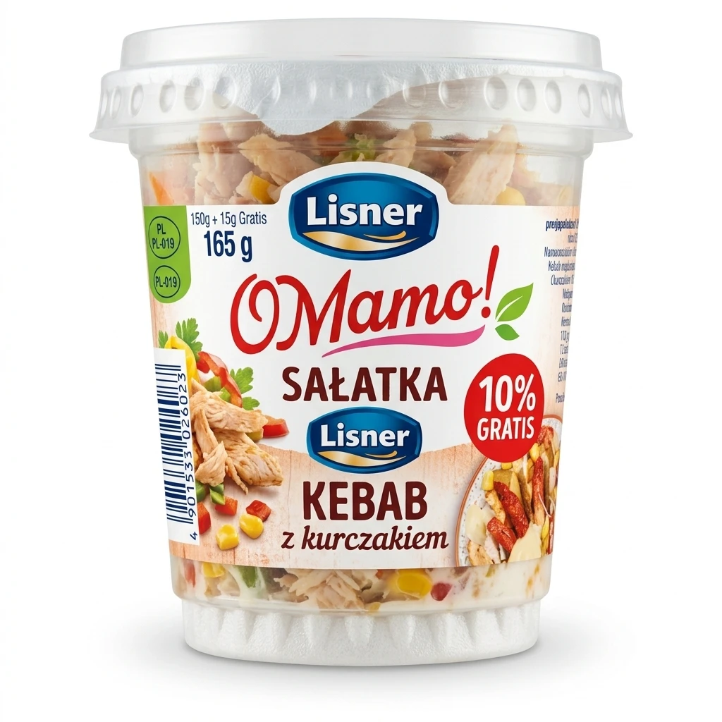 Sałatka kebab z kurczakiem Lisner 150g+10% gratis