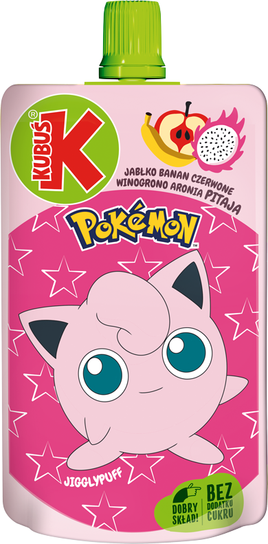 Mus jabłkowo-bananowo-winogronowo-aroniowy z pitają JIGGLYPUFF (bez dodatku cukru)