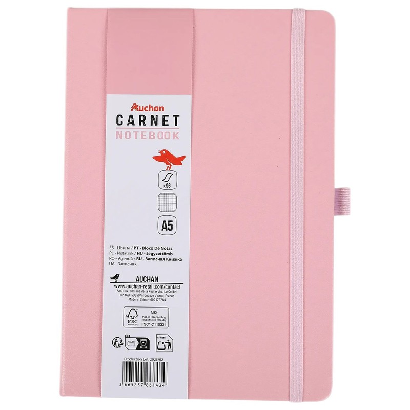 Notes A5 kratka 96k różowy Auchan 1 sztuka