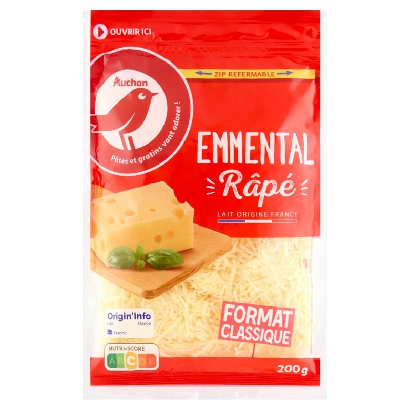 Ser szwajcarski emmentaler wiórkowany Auchan 200 g