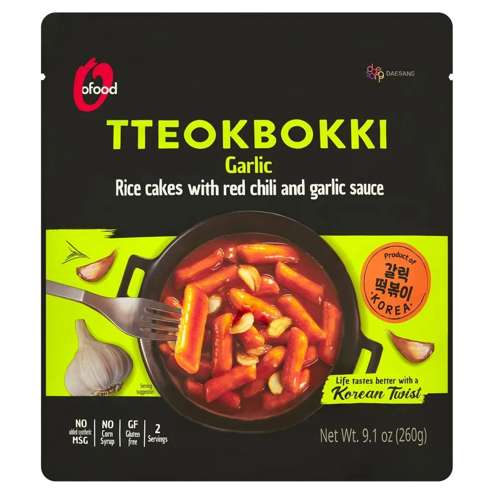 O'Food Tteokbokki Kluski ryżowe wstępnie obgotowane w sosie czosnkowym z chili 260 g