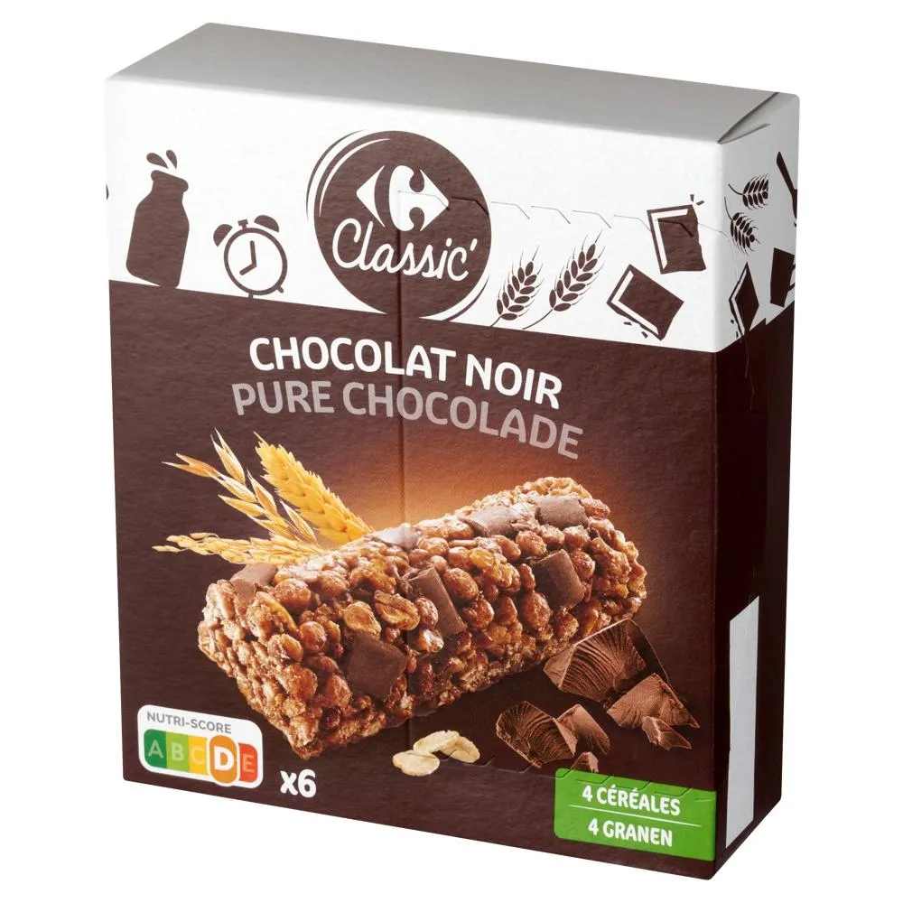 Carrefour Classic Batoniki zbożowe z czekoladą 126 g (6 x 21 g)
