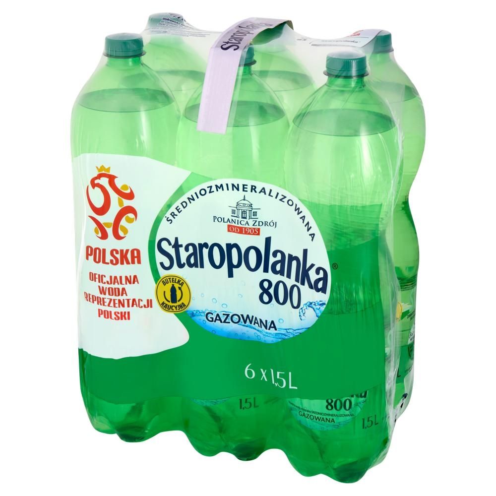 Staropolanka 800 Naturalna woda mineralna średniozmineralizowana gazowana 6 x 1,5 l