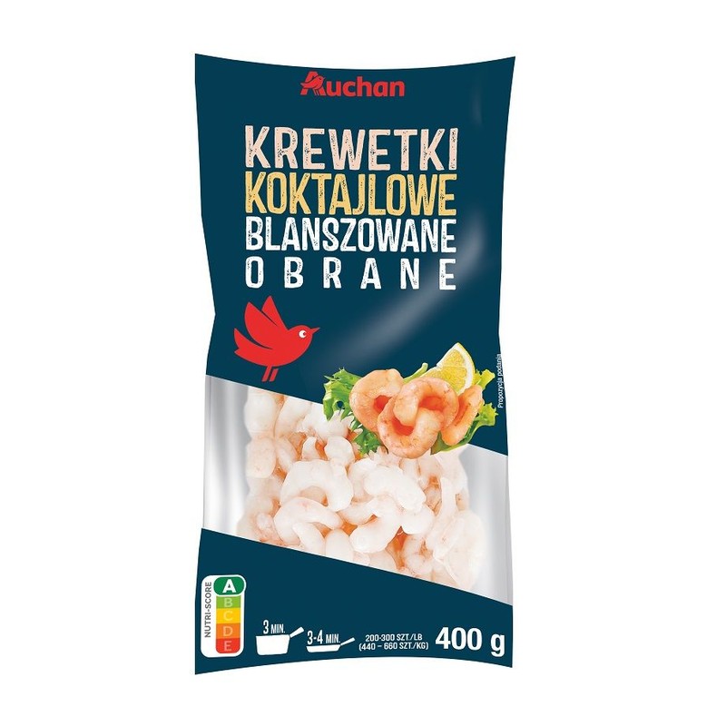 Krewetki koktajlowe blanszowane Auchan 400 g