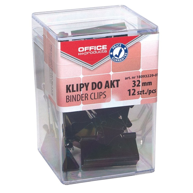 Klipy do akt 32 mm Office Products 12 sztuk