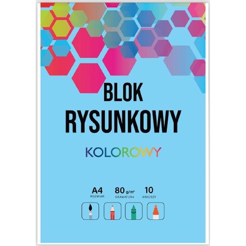 Blok rysunkowy A4 10 kartek kolorowy Auchan 1 sztuka