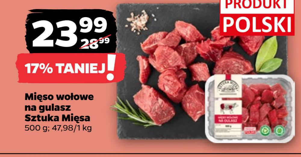 Mięso wołowe na gulasz Sztuka Mięsa