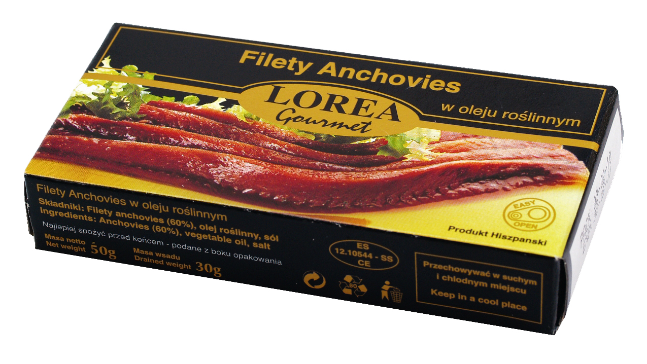 Filety Anchovies W Oleju Roślinnym Lorea 50G