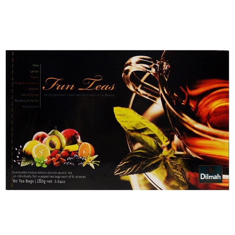 Fun Teas  Zestaw czarnych aromatyzowanych herbat  Dilmah 160 g