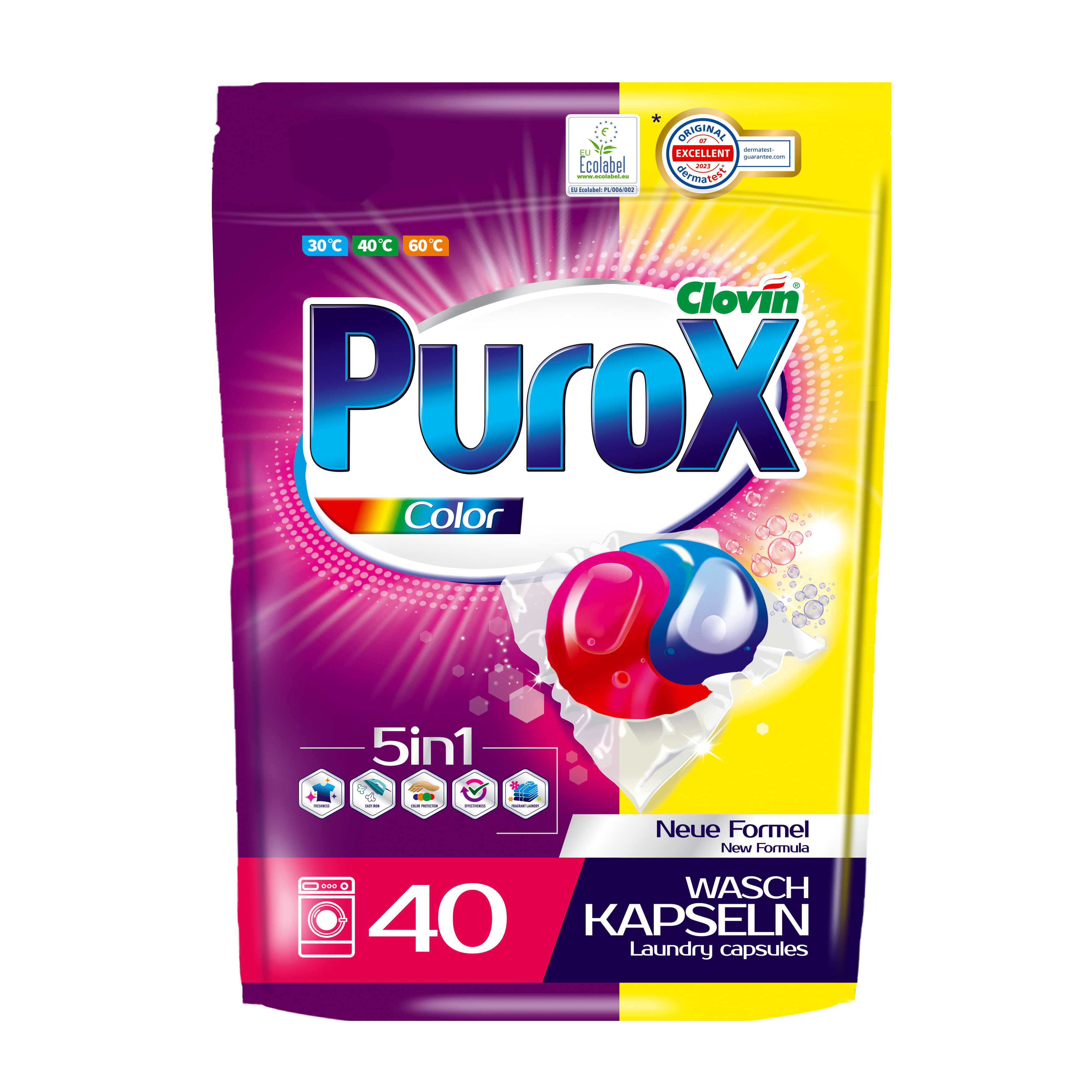 Kapsułki Żelowe Do Prania Purox Color 40 Szt
