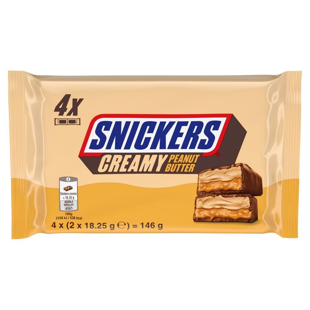 Snickers Creamy Peanut Butter Czekolada mleczna z nadzieniem 146 g (4 x (2 x 18,25 g))
