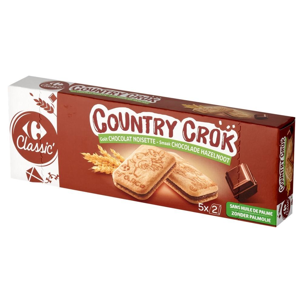 Carrefour Classic Country Crok Ciastka z nadzieniem o smaku czekoladowo-orzechowym 125 g
