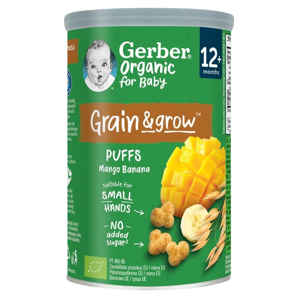 Gerber Organic Grain & grow Chrupki kukurydziano-owsiane mango banan po 12. miesiącu 35 g