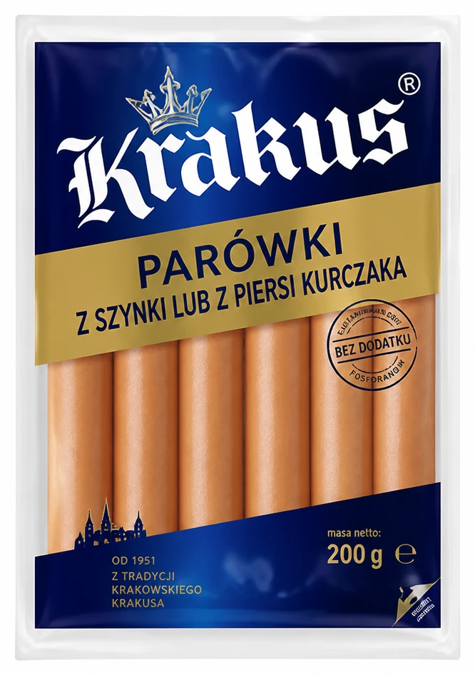 KRAKUS Parówki z szynki lub z piersi kurczaka