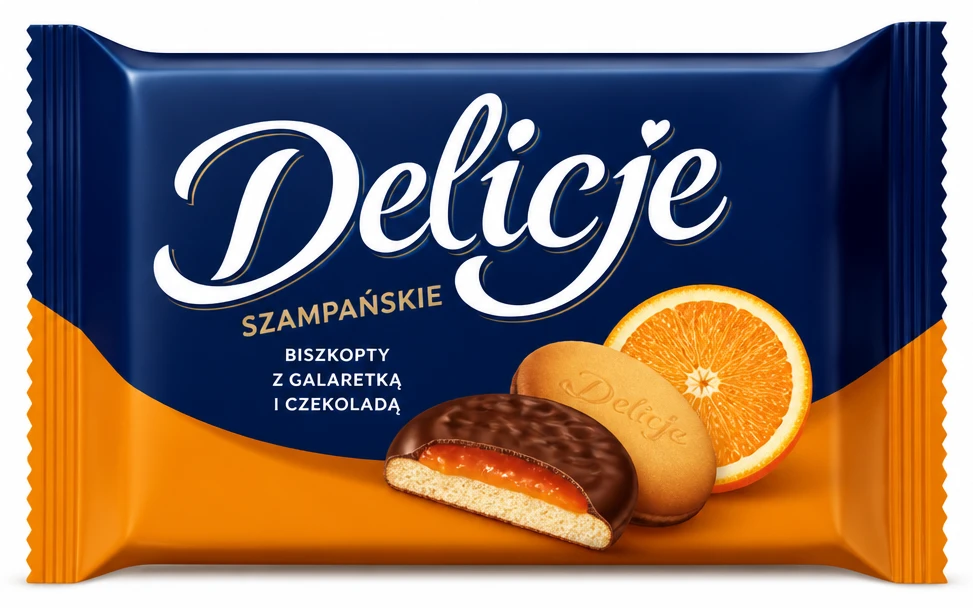 DELICJE SZAMPAŃSKIE Biszkopty z galaretką i czekoladą