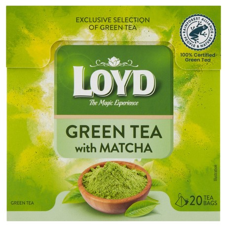 Loyd Herbata zielona sencha liściasta z dodatkiem herbaty zielonej matcha 30 g (20 x 1,5 g)