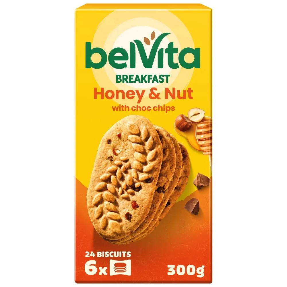belVita ciastka zbożowe z miodem, orzechami laskowymi i kawałkami czekolady ciastka zbożowe - 300 g
