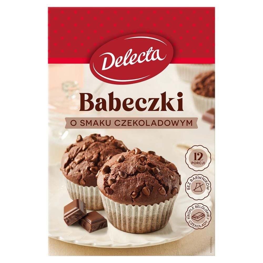 Delecta Babeczki smak czekoladowy mieszanka do domowego wypieku ciasta 280 g