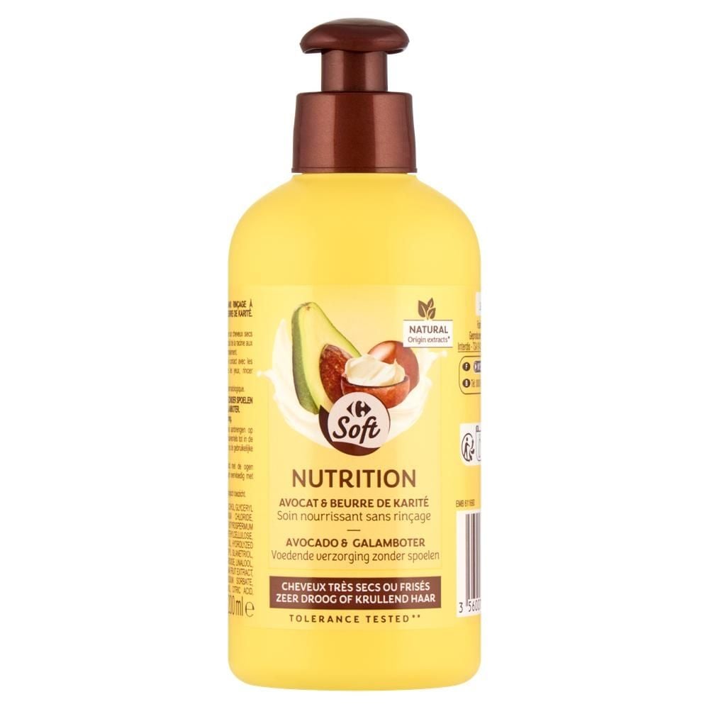 Carrefour Soft Nutrition Odżywka pielęgnacyjna bez spłukiwania awokado i masło shea 200 ml