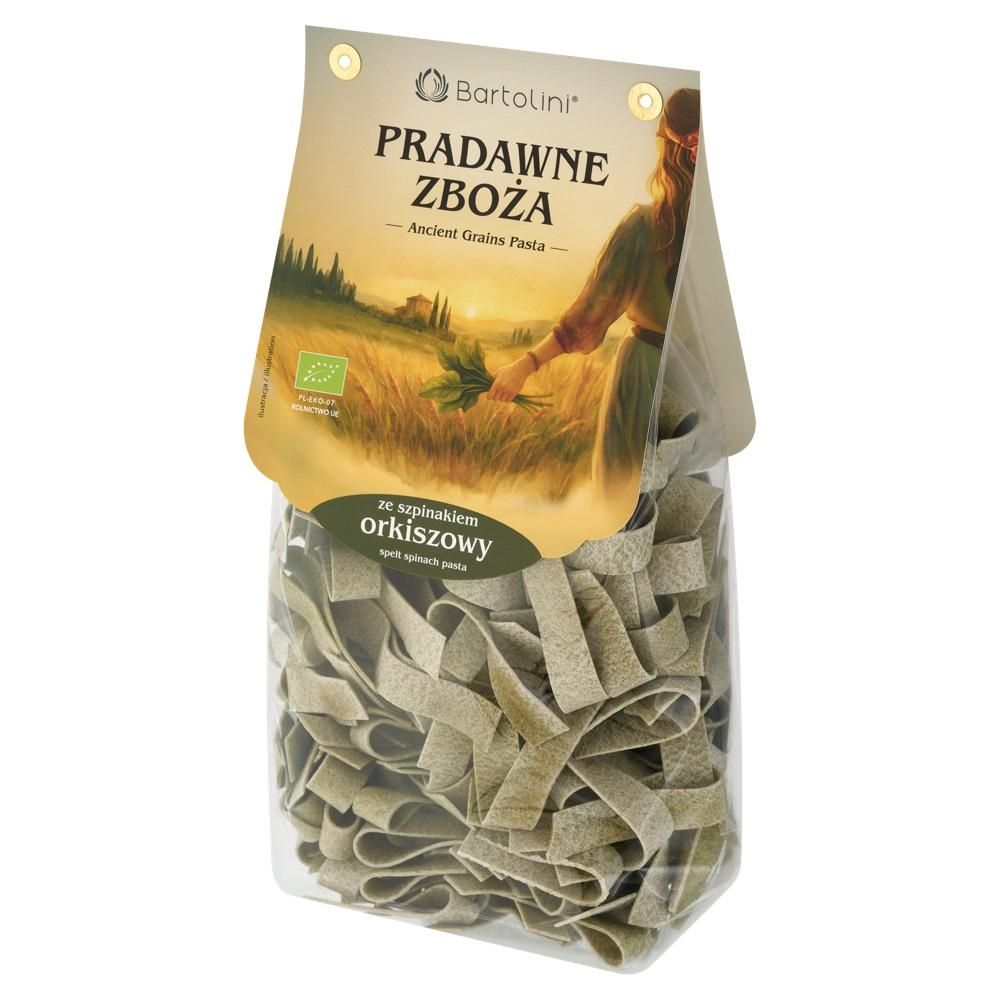 Bartolini Pradawne Zboża Makaron ze szpinakiem orkiszowy wstążka 250 g
