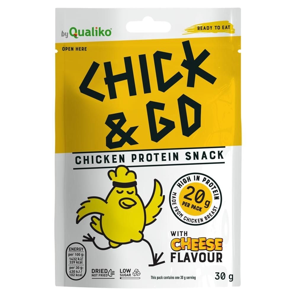 Qualiko Chick & Go Suszone filety z piersi kurczaka w marynacie o smaku serowym 30 g